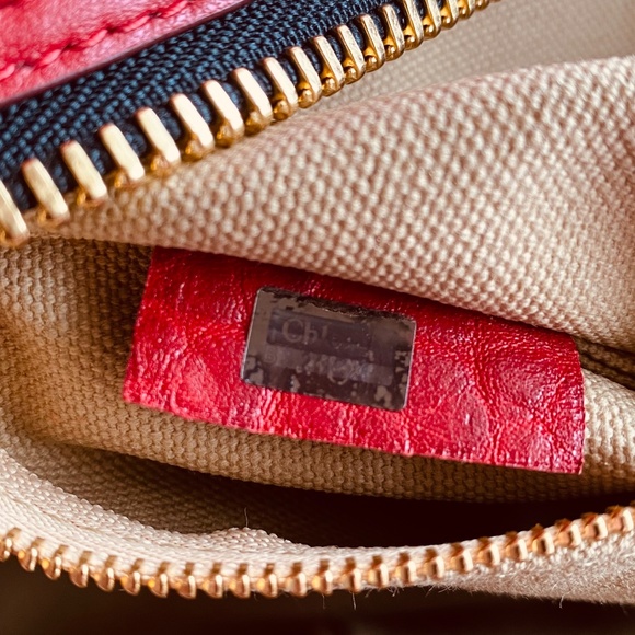 Chloe Dree RED Pebbled Leather Satchel Handbag - Picture 14 of 16